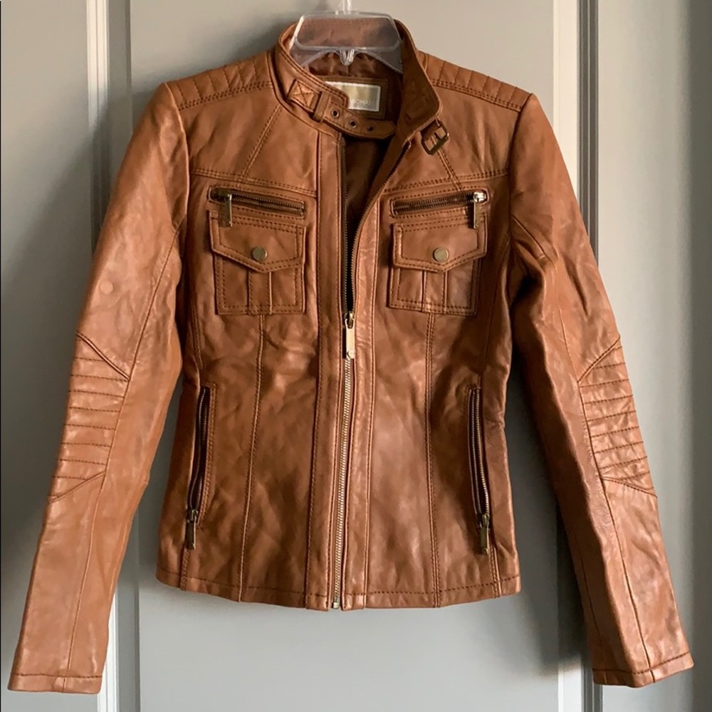 Michael Kors Brown Leather Jacket XS